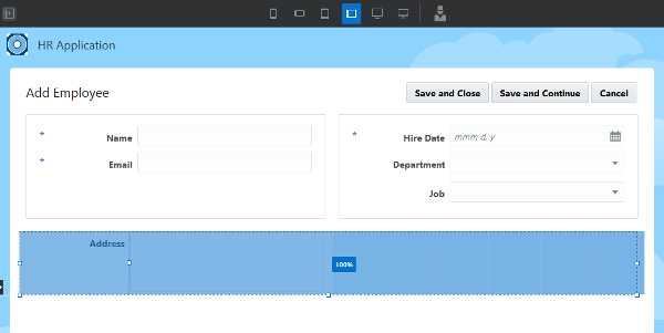 Create Employee page