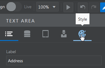 Text Area Style Tab