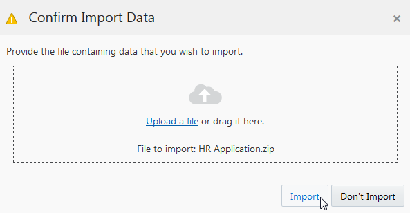 Confirm Import Data dialog box