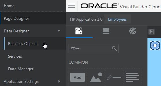 Business Objects in Main Menu