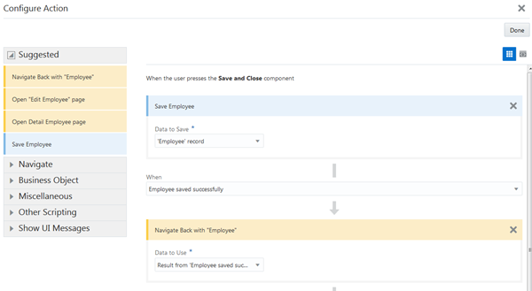 Configure Actions dialog box