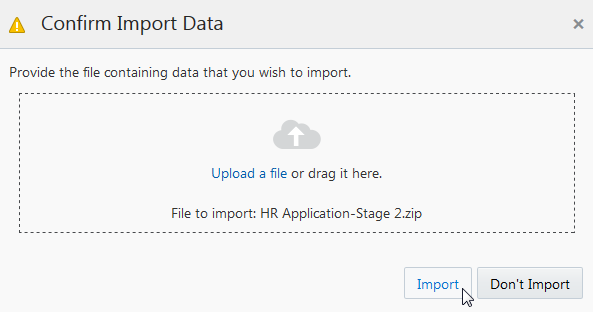Confirm Import Data dialog