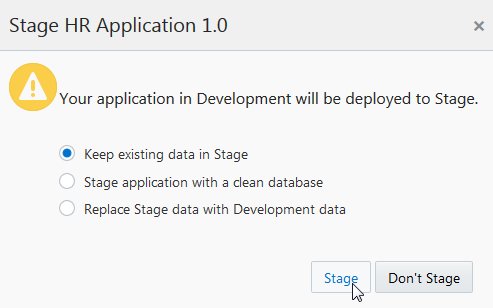 Stage Application dialog