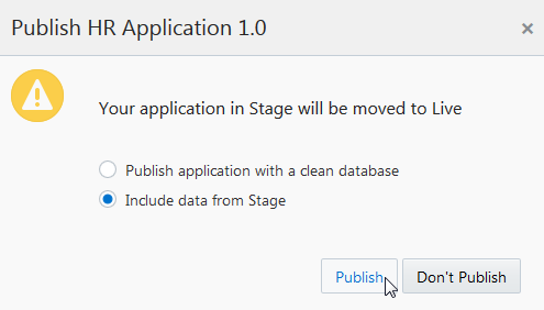Publish Application dialog