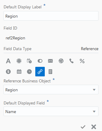 Region field pop-up box