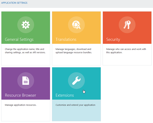 Application Settings page