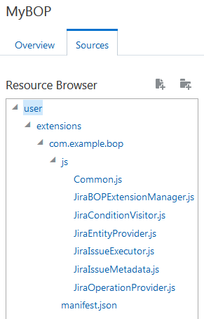 Sources tab with BOP files