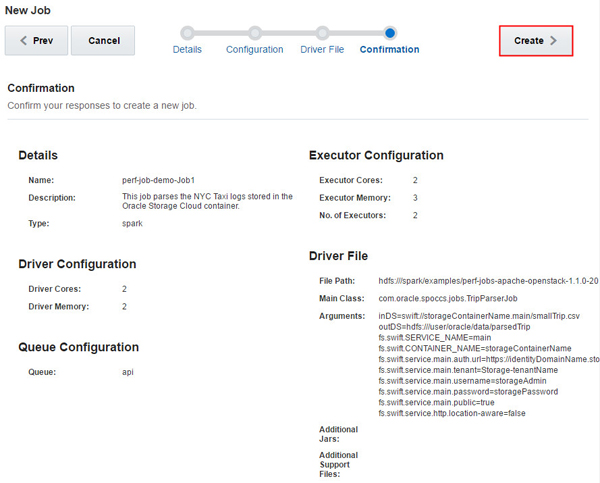 New Job - Confirmation page