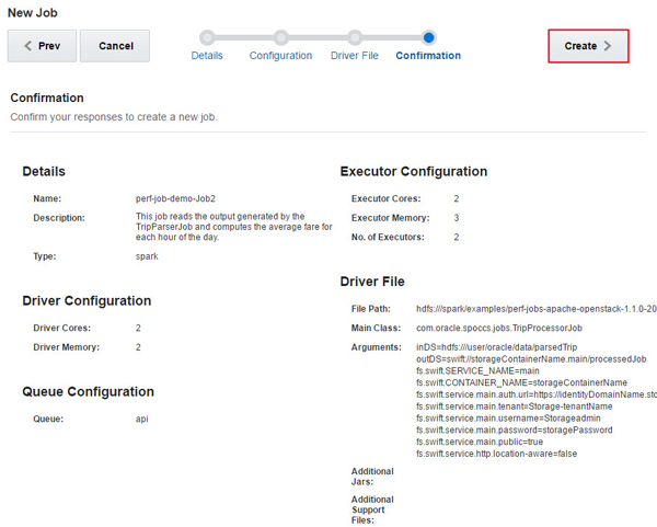 New Job - Confirmation page