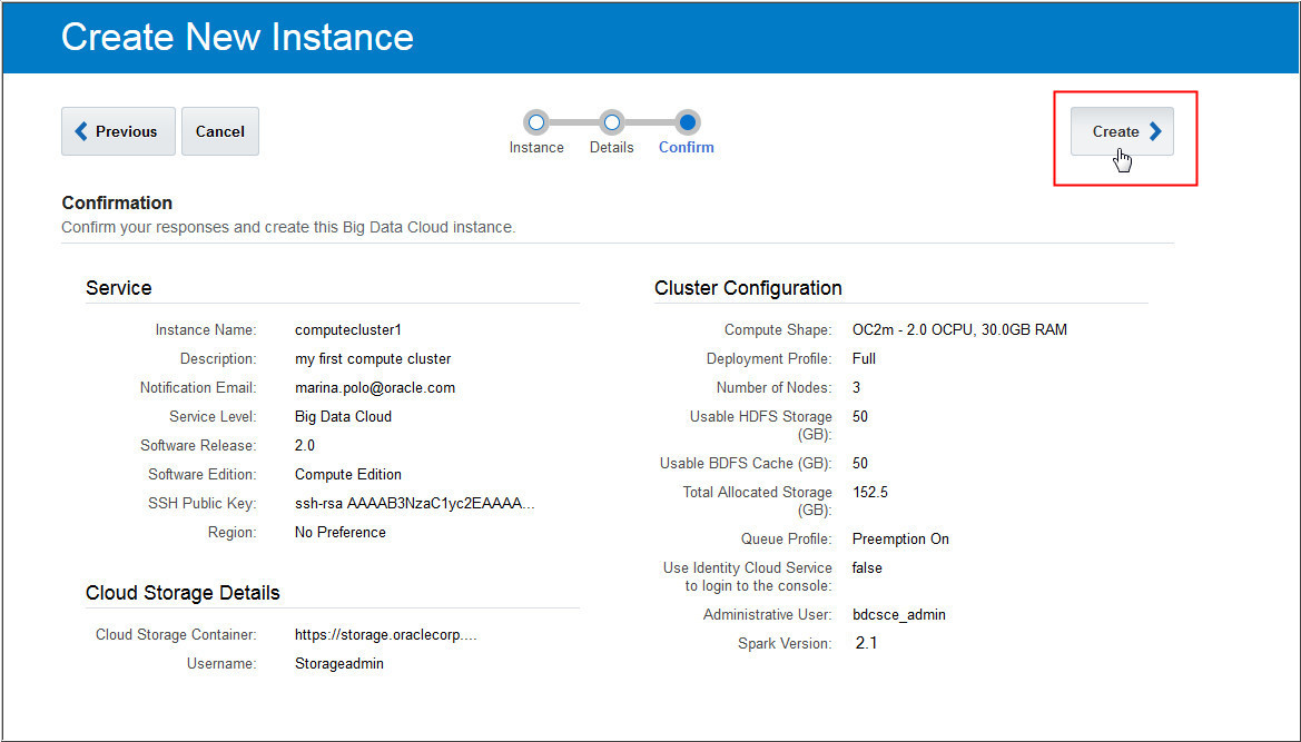 bdcsce create service, associations subsection