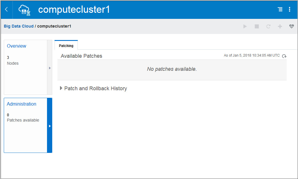 bdcsce cluster administration page