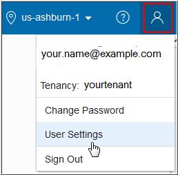 User Settings menu option