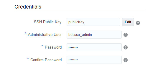 Admin Credentials parameters