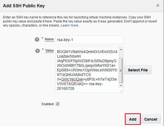 Upload SSH public key