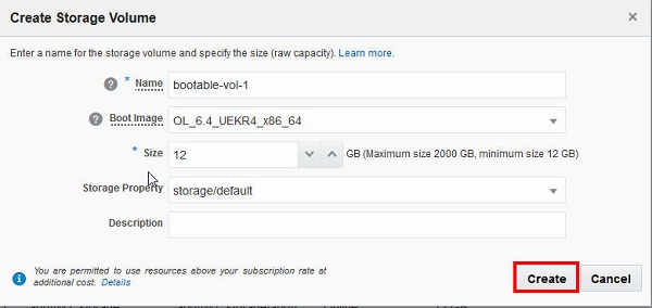 Create bootable storage volume