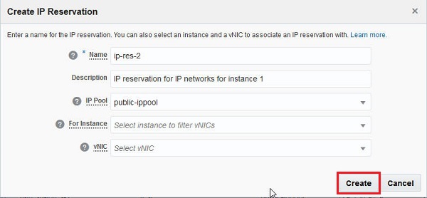 Create an IP address reservation for IP networks