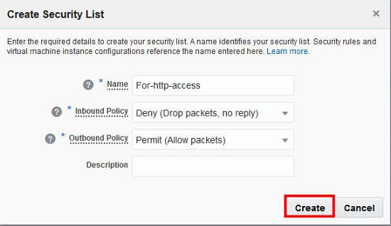 Create a security list