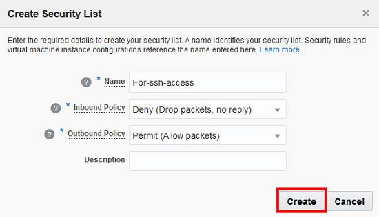 Create a security list
