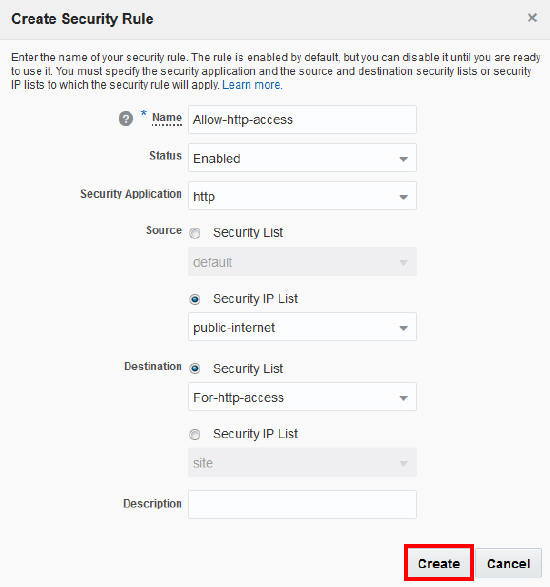 Create a security rule