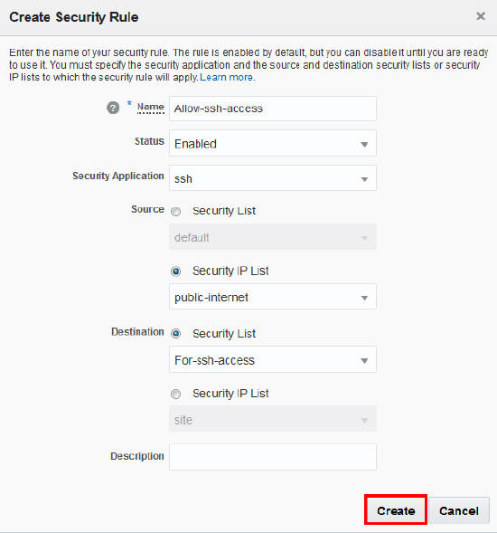 Create a security rule