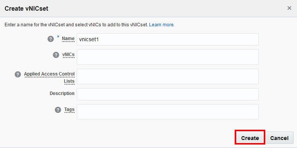 Create a vnicset