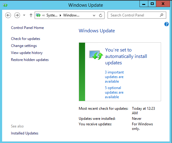 Windows Update window