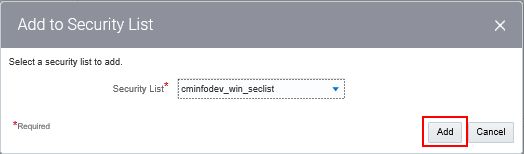 Add to security list dialog box