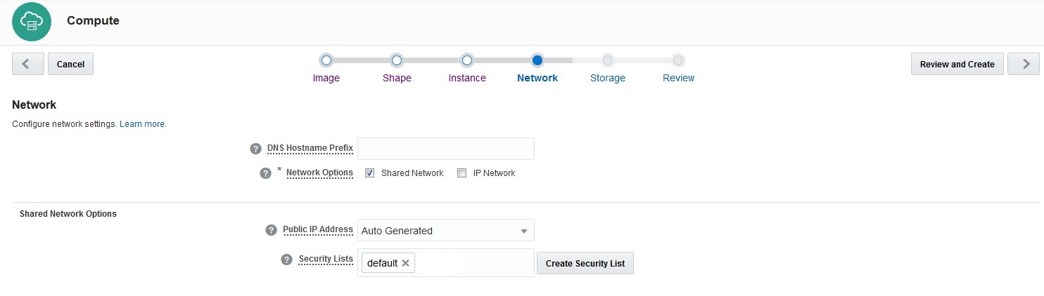 Compute page, Network node filled out