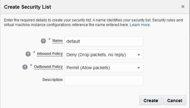 Create Security List