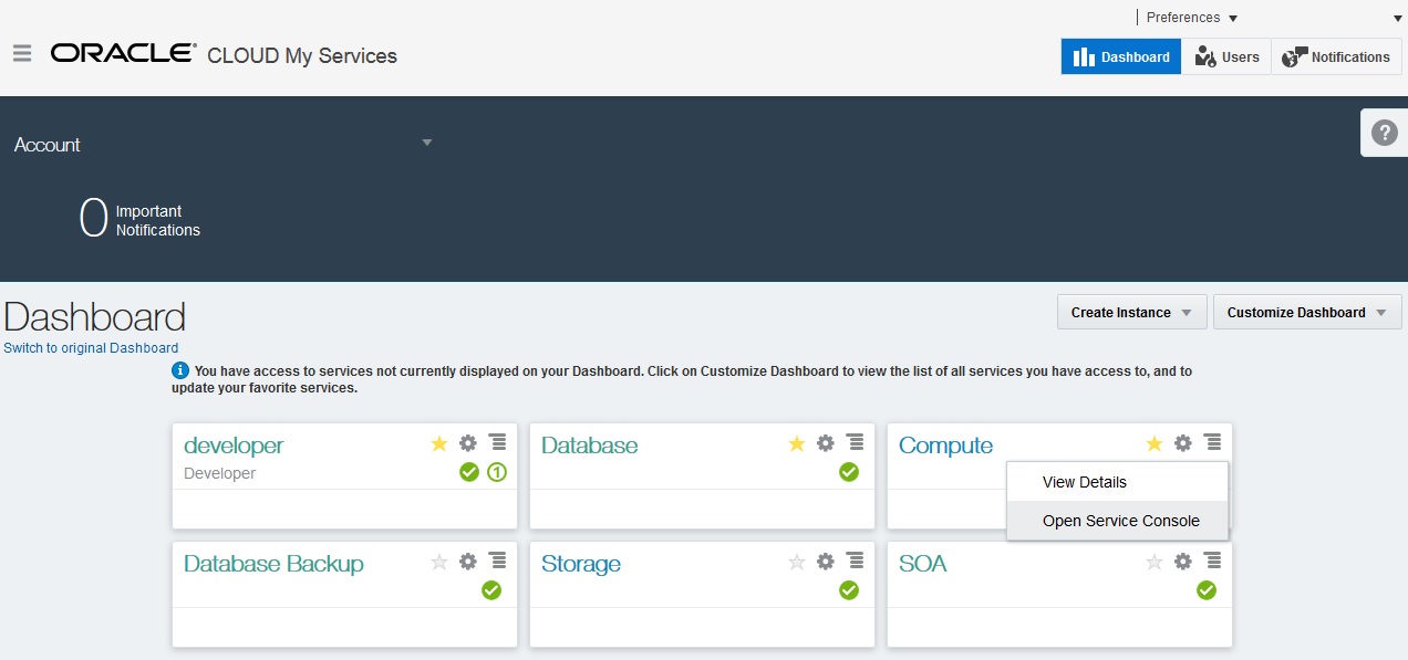 Portion of Create Instance, General window
