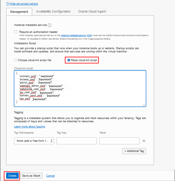 Create Compute Instance page, click Create