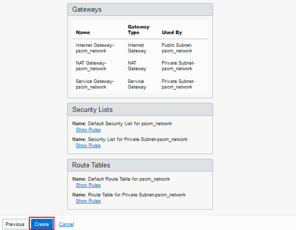 Bottom portion of Review and Create page