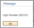 Login Success message box