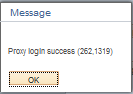 Proxy login success message box