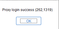 Proxy login success dialog box