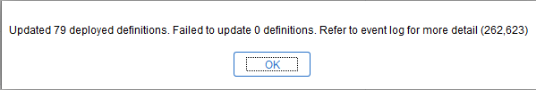 Updated deployed definitions dialog box