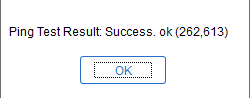 Ping Test Result dialog box for Logstash