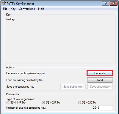 Generate SSH key pair on Windows, PuTTY Key Generator