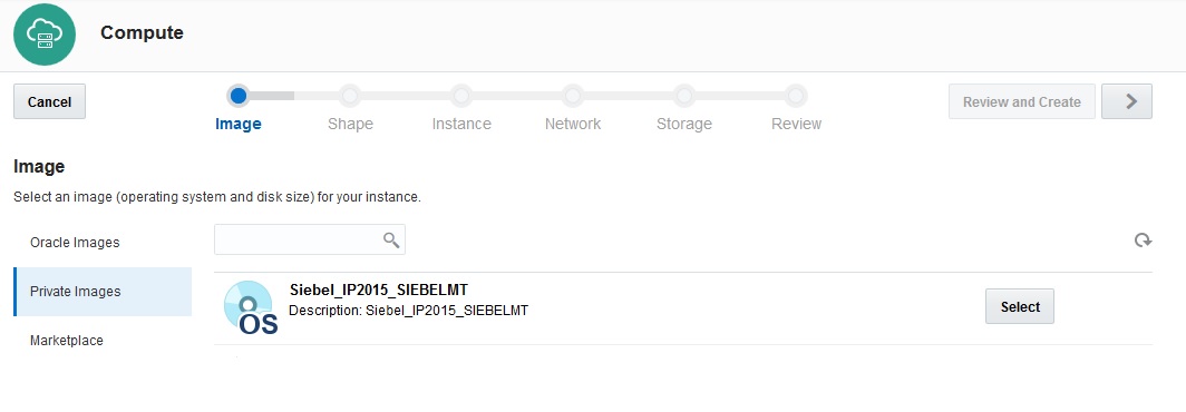 Portion of Create Instance, General window