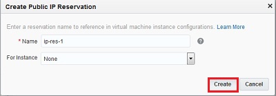 Create Public IP Reservation dialog box