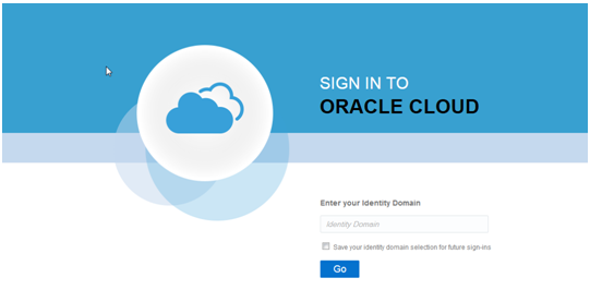 Oracle Cloud sign in page for identity domain