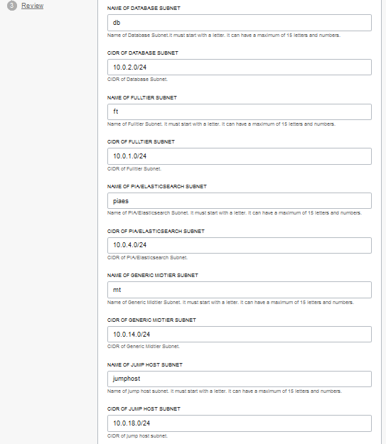 Configure Variables page, Show Advanced Networking Details