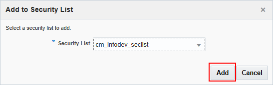 Add to Security List dialog box