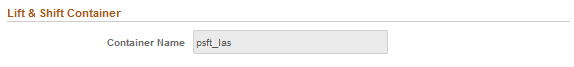 Lift & Shift Container section of Cloud Manager Settings page