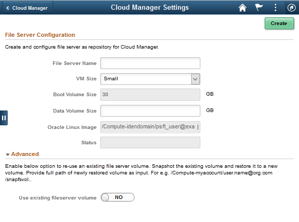 File Server Configuration page