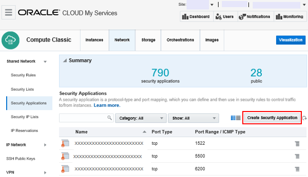 Security Applications page