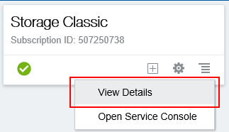 Storage Classic card with View Details