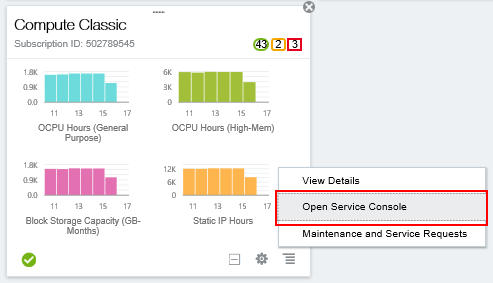 Select Open Service Console on Compute Card