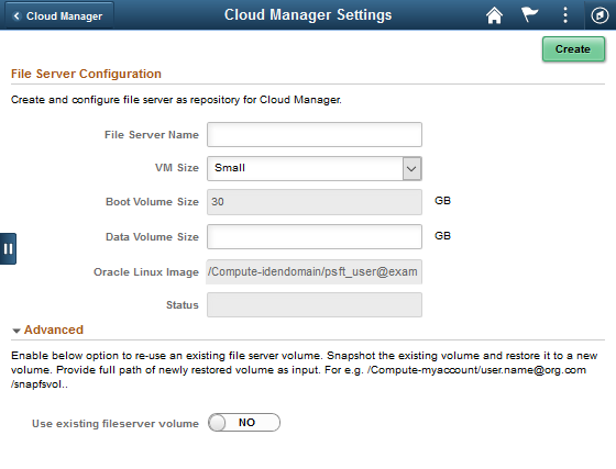 File Server Configuration page