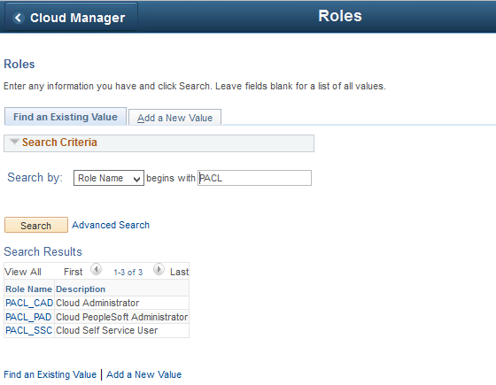 Cloud Mananger Roles list